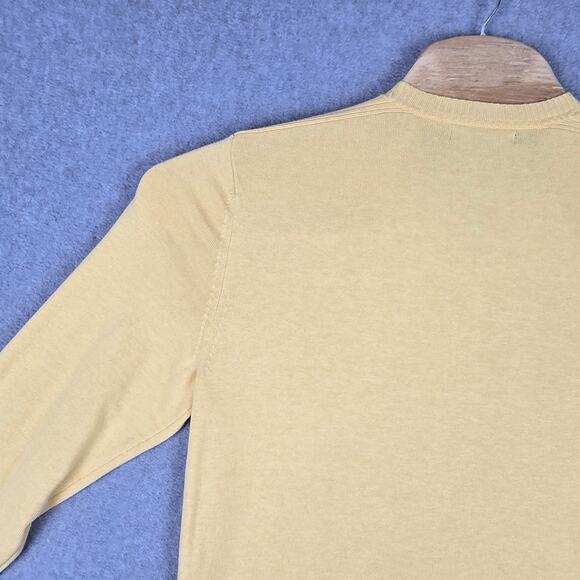 Banana Republic Mens Medium Yellow V Neck Thin Knit Pullover Sweater - Picture 3 of 10